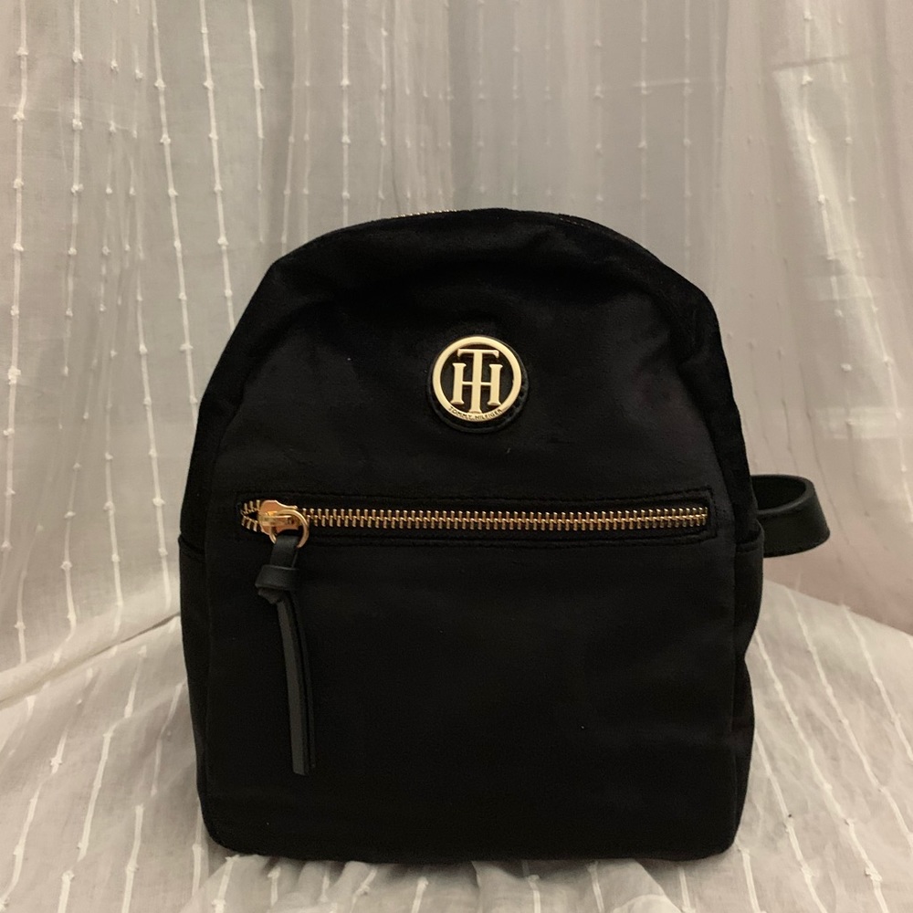 Black Velvet Tommy Hilfiger Mini Backpack